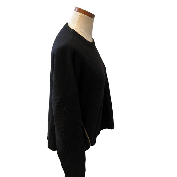 J Crew Zipper Detail Boxy crewneck sweater Black L - Picture 5 of 8